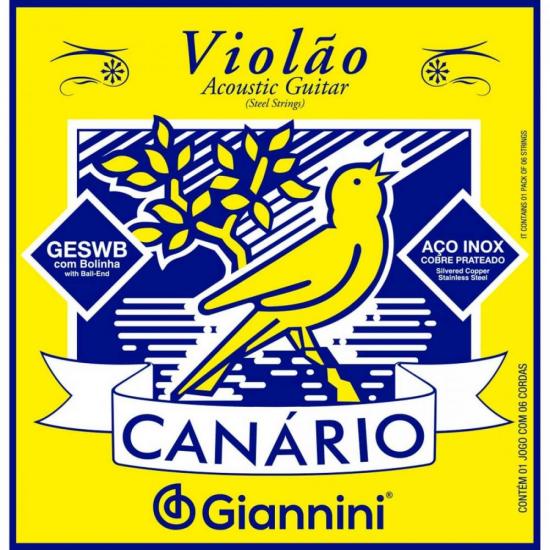 Encordoamento Para Violão GESWB Série Canário Aço 0.11 GIANNINI Encordoamento Para Violão GESWB Série Canário Aço 0.11 GIANNINI