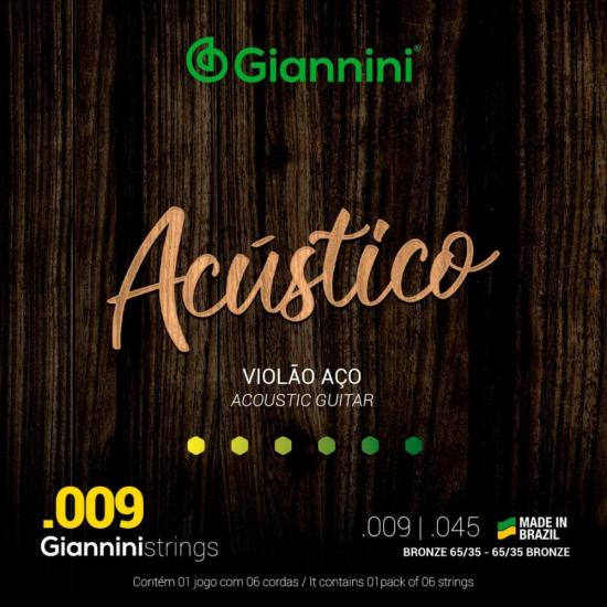 Encordoamento Para Violão GESWAL Acústico Aço 0.09 GIANNINI Encordoamento Para Violão GESWAL Acústico Aço 0.09 GIANNINI