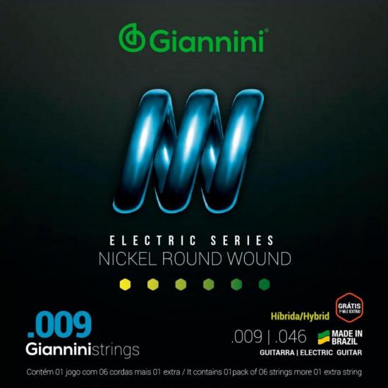 Encordoamento Para Guitarra GEEGSTH9 Série Híbrida 0.09 GIANNINI Encordoamento Para Guitarra GEEGSTH9 Série Híbrida 0.09 GIANNINI