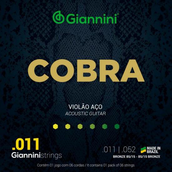 Encordoamento GEEFLK Série Cobra em Aço P/Violão .011 GIANNINI Encordoamento GEEFLK Série Cobra em Aço P/Violão .011 GIANNINI