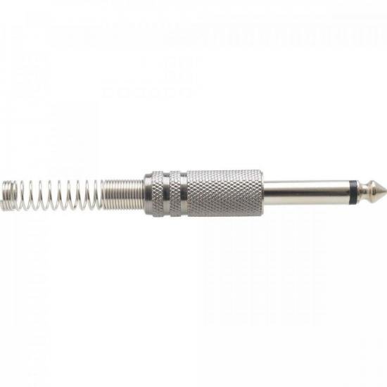 Plug P10 Mono Metal Niquelado com Mola GENÉRICO Plug P10 Mono Metal Niquelado com Mola GENÉRICO