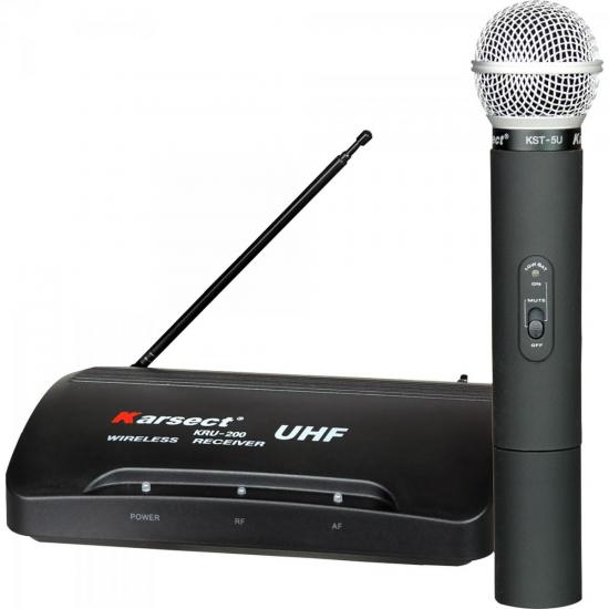 Microfone de Mão Sem Fio KRU-200 Preto KARSECT Microfone de Mão Sem Fio KRU-200 Preto KARSECT