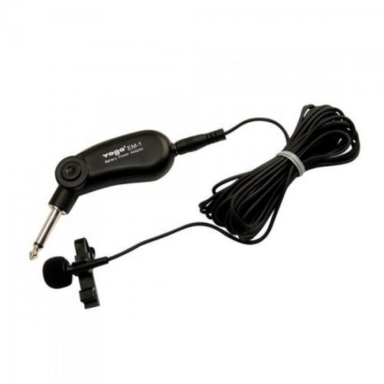 Microfone de Eletreto Ominidirecional Com Fio Lapela EM1 Preto YOGA Microfone de Eletreto Ominidirecional Com Fio Lapela EM1 Preto YOGA