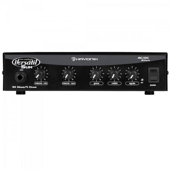Amplificador 50W VERSATIL SLIM MONO 12V Preto HAYONIK Amplificador 50W VERSATIL SLIM MONO 12V Preto HAYONIK