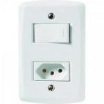 Interruptor Simples 4x2 com 1 Tecla + Tomada 2P+T 10A 250V 57145/064 Branco TRAMONTINA