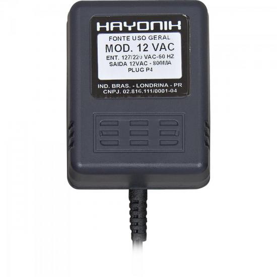 Fonte Uso Geral 12VAC 800mA HAYONIK Fonte Uso Geral 12VAC 800mA HAYONIK