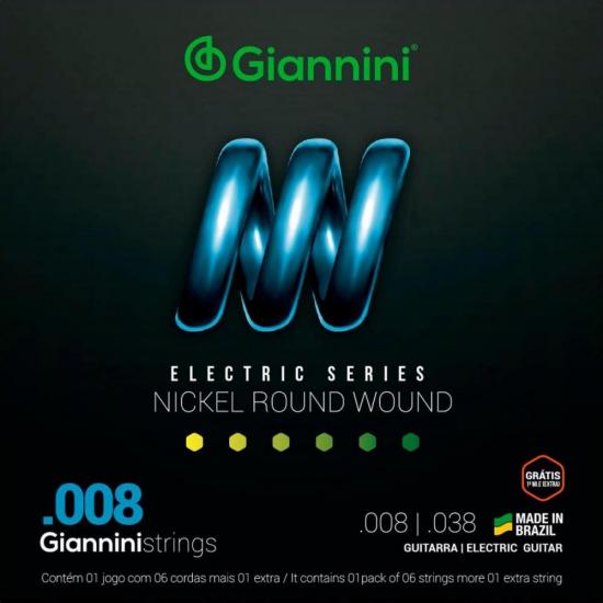 Encordoamento Para Guitarra GEEGST8 Super Leve 0.08 GIANNINI Encordoamento Para Guitarra GEEGST8 Super Leve 0.08 GIANNINI