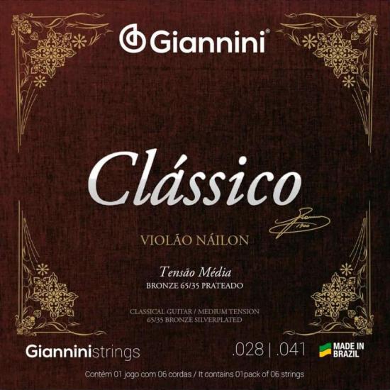 Encordoamento Para Violão GENWPM Série Clássico Nylon Média GIANNINI Encordoamento Para Violão GENWPM Série Clássico Nylon Média GIANNINI