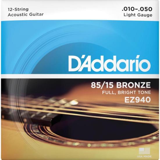Encordoamento Para Violão 12 Cordas Aço EZ940 0.10-0.50 D'ADDARIO Encordoamento Para Violão 12 Cordas Aço EZ940 0.10-0.50 D'ADDARIO