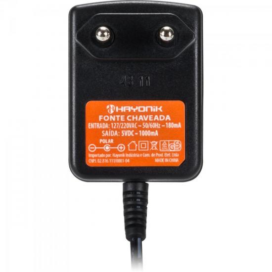 Fonte Chaveada 5VDC 1A P8 C+ 2,5mm FCTP5001 HAYONIK Fonte Chaveada 5VDC 1A P8 C+ 2,5mm FCTP5001 HAYONIK