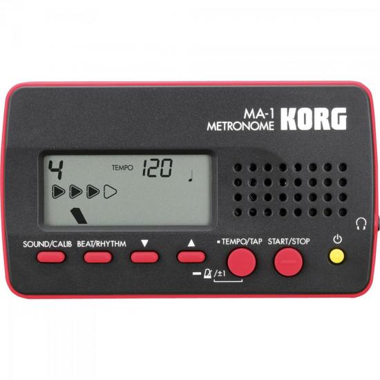 Metrônomo Digital Preto e Vermelho MA 1 KORG Metrônomo Digital Preto e Vermelho MA 1 KORG