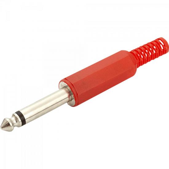 Plug P10 Mono 141014 Vermelho GENÉRICO Plug P10 Mono 141014 Vermelho GENÉRICO