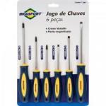 Jogo de Chaves de Fenda/Philips com 6 BRASFORT Jogo de Chaves de Fenda/Philips com 6 BRASFORT