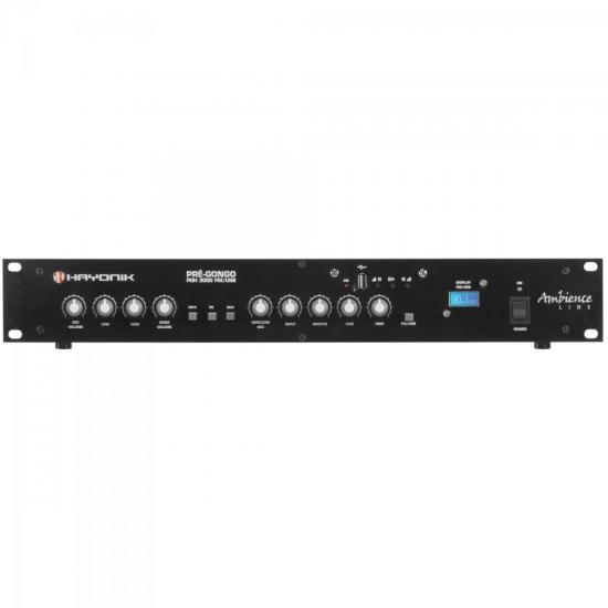 Pré Gongo AMBIENCE LINE PGH3000 FM/USB Preto HAYONIK Pré Gongo AMBIENCE LINE PGH3000 FM/USB Preto HAYONIK
