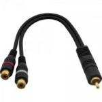 Cabo Y 1RCA Macho + 2RCA Fêmea 20cm SU0201 Preto HYX