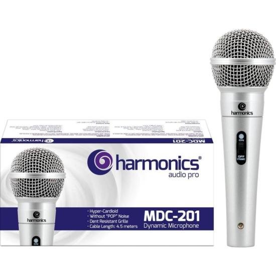 Microfone Dinâmico Supercardióide Cabo 4,5m MDC201 Prata HARMONICS Microfone Dinâmico Supercardióide Cabo 4,5m MDC201 Prata HARMONICS