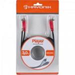 Cabo de Áudio e Vídeo Linha Player 2RCA2 3 Metros Preto HAYONIK