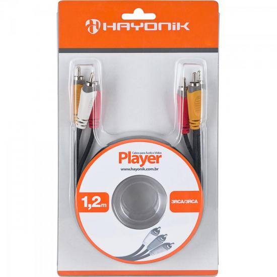 Cabo de Áudio e Vídeo Linha Player 3RCA3 1,2 Metros Preto HAYONIK Cabo de Áudio e Vídeo Linha Player 3RCA3 1,2 Metros Preto HAYONIK