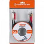 Cabo de Áudio e Vídeo Linha Player 3RCA3 1,8 Metros Preto HAYONIK Cabo de Áudio e Vídeo Linha Player 3RCA3 1,8 Metros Preto HAYONIK