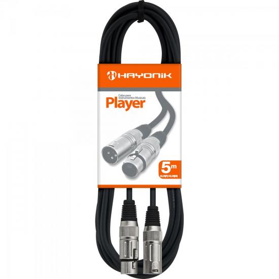 Cabo para Microfone XLR(F) X XLR(M) 5m PLAYER Preto HAYONIK Cabo para Microfone XLR(F) X XLR(M) 5m PLAYER Preto HAYONIK