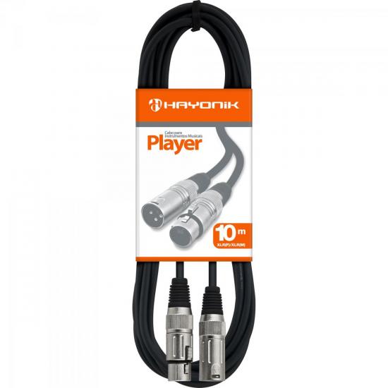 Cabo para Microfone XLR(F) X XLR(M) 10m PLAYER Preto HAYONIK Cabo para Microfone XLR(F) X XLR(M) 10m PLAYER Preto HAYONIK