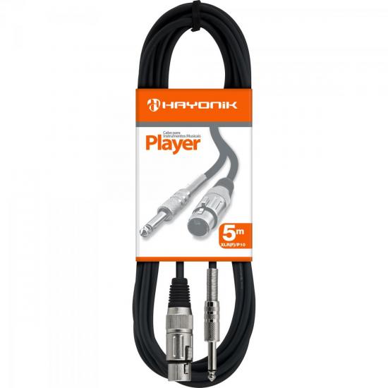 Cabo para Microfone XLR(F) X P10 5m PLAYER Preto HAYONIK Cabo para Microfone XLR(F) X P10 5m PLAYER Preto HAYONIK