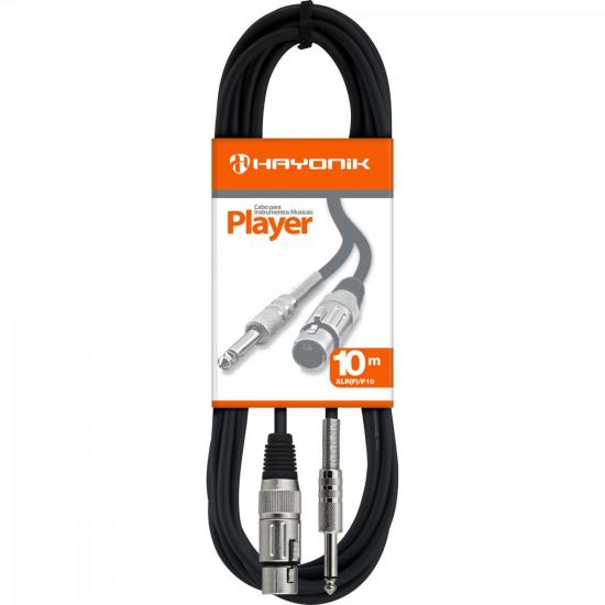 Cabo para Microfone XLR(F) X P10 10m PLAYER Preto HAYONIK Cabo para Microfone XLR(F) X P10 10m PLAYER Preto HAYONIK