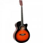 Violão Eletroacústico Mini Jumbo Cutaway Aço GSF-1R CEQ 3 Tone Sunburst GIANNINI