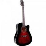 Violão Eletroacústico Folk Cutaway Aço GF-1R CEQ Brown Red Burst GIANNINI