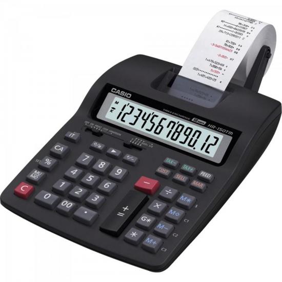 Calculadora Com Bobina 12 Dígitos HR150TM Preta CASIO Calculadora Com Bobina 12 Dígitos HR150TM Preta CASIO