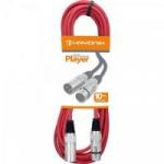 Cabo para Microfone XLR(F) X XLR(M) 10m PLAYER Vermelho HAYONIK