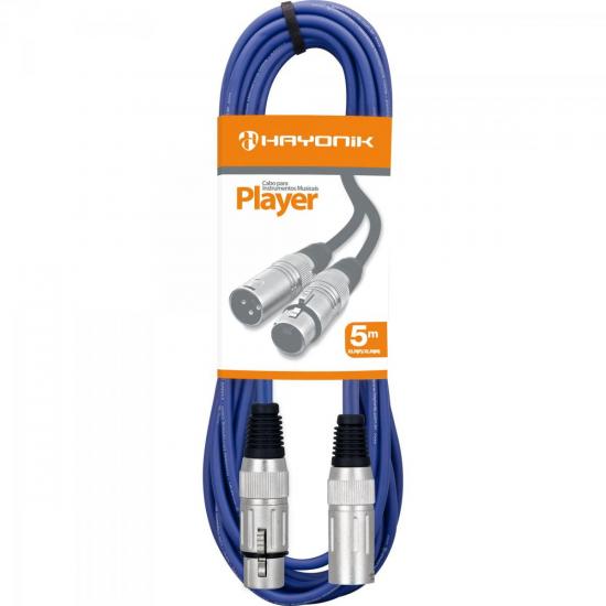 Cabo para Microfone XLR(F) X XLR(M) 5m PLAYER Azul HAYONIK Cabo para Microfone XLR(F) X XLR(M) 5m PLAYER Azul HAYONIK