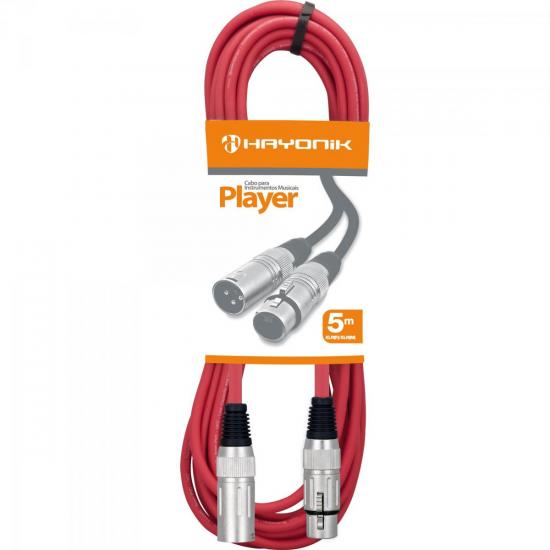 Cabo para Microfone XLR(F) X XLR(M) 5m PLAYER Vermelho HAYONIK Cabo para Microfone XLR(F) X XLR(M) 5m PLAYER Vermelho HAYONIK
