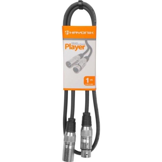 Cabo para Microfone XLR(F) X XLR(M) 1m PLAYER Preto HAYONIK Cabo para Microfone XLR(F) X XLR(M) 1m PLAYER Preto HAYONIK