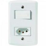 Interruptor Simples 4x2 com 1 Tecla + 1 Tomada 2P+T 20A 250V LUX2 Branco TRAMONTINA