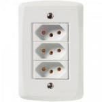 Tomada Tripla 4x2 3 2P+T NBR 20A 250V LUX2 Branca TRAMONTINA