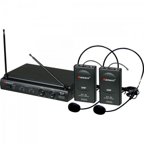 Microfone Headset sem Fio Duplo KRU302 Preto KARSECT Microfone Headset sem Fio Duplo KRU302 Preto KARSECT