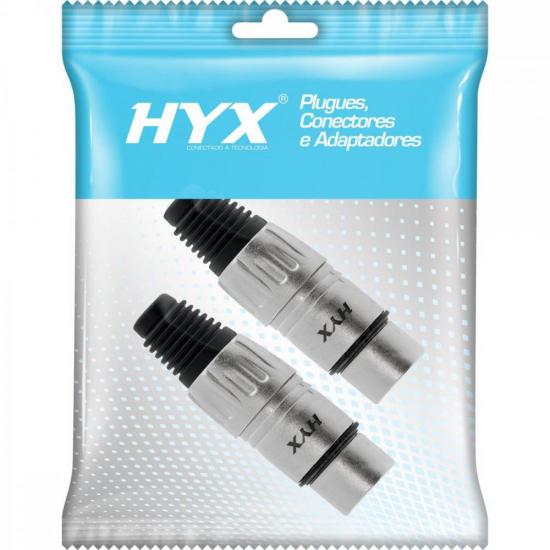 Conector XLR Fêmea 3 Pólos Niquelado HX001F HYX Conector XLR Fêmea 3 Pólos Niquelado HX001F HYX