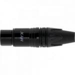 Conector XLR Fêmea 3 Pólos Niquelado HX081F Preto HYX Conector XLR Fêmea 3 Pólos Niquelado HX081F Preto HYX