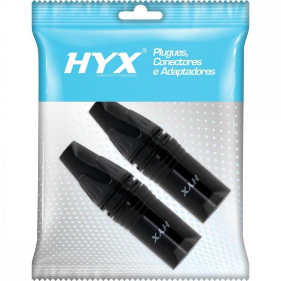 Conector XLR Macho 3 Pólos Niquelado HX081M Preto HYX Conector XLR Macho 3 Pólos Niquelado HX081M Preto HYX