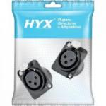 Conector XLR Fêmea Painel 3 Pólos Niquelado HX049F Preto HYX