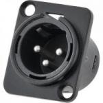 Conector XLR Macho Painel 3 Pólos Niquelado HX049M Preto HYX Conector XLR Macho Painel 3 Pólos Niquelado HX049M Preto HYX