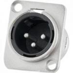 Conector XLR Macho Painel 3 Pólos Niquelado HX048M HYX Conector XLR Macho Painel 3 Pólos Niquelado HX048M HYX