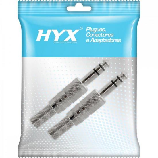 Conector P10 Macho Estéreo Niquelado HJ011S Prata HYX Conector P10 Macho Estéreo Niquelado HJ011S Prata HYX