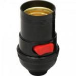 Soquete de Baquelite E-27 COM CHAVE Preto BRASFORT