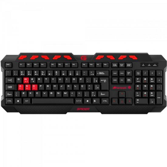 Teclado Gamer Multimídia SPIDER GK-704BK Preto/Vermelho FORTREK Teclado Gamer Multimídia SPIDER GK-704BK Preto/Vermelho FORTREK