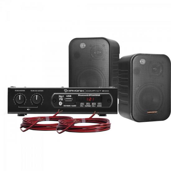 Kit Som Ambiente 200W Musical AMBIENCE 2000 Preto HAYONIK Kit Som Ambiente 200W Musical AMBIENCE 2000 Preto HAYONIK