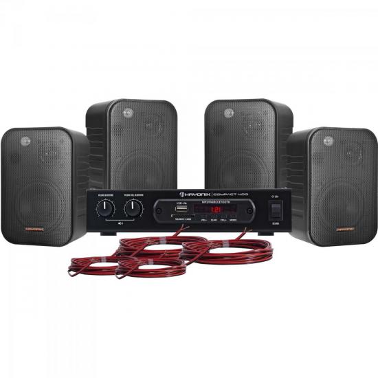 Kit Som Ambiente 400W Musical AMBIENCE 4000 Preto HAYONIK Kit Som Ambiente 400W Musical AMBIENCE 4000 Preto HAYONIK