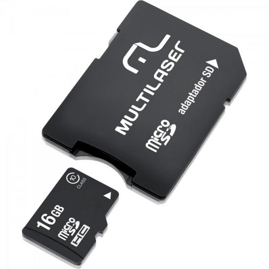 Cartão de Memória 16GB Micro SDHC com Adaptador MC110 CLASSE 10 MULTILASER Cartão de Memória 16GB Micro SDHC com Adaptador MC110 CLASSE 10 MULTILASER