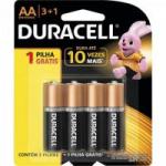 Pilha Alcalina AA Leve 4 Pague 3 MN1500B4 Blister DURACELL